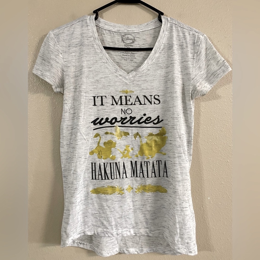 Cute Disney The Lion King shirt-Grey with gold/ black  Hakuna Matata -XS